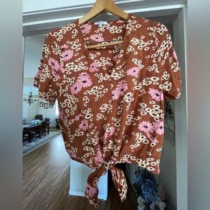 Madewell Floral Tie-Front Blouse